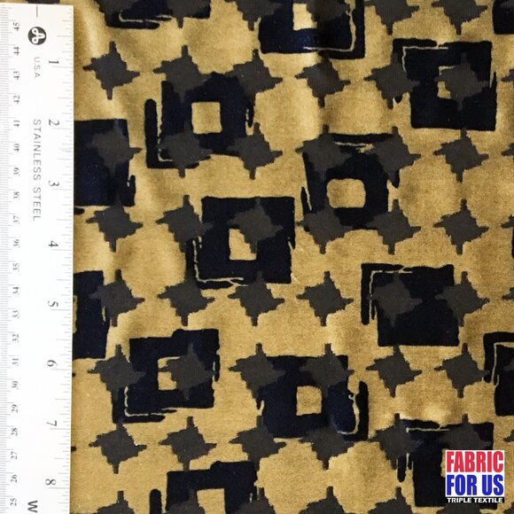 Brush Squares Design See Thru Burnout Velvet Stretch Fabric Rust/Sage L-667 Q/R - Picture 9 of 10